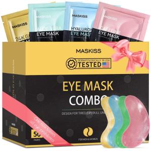 imageUnder Eye Patches 25 Pairs Caffeine Eye Masks for Dark Circles Puffy Eyes Undereye Bags Collagen Eye Patches for Wrinkles and Puffiness Skin Care Gift for HerGold  Pink  Blue  Green 50 Pairs
