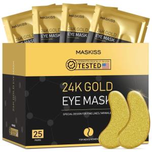 imageUnder Eye Patches 25 Pairs Caffeine Eye Masks for Dark Circles Puffy Eyes Undereye Bags Collagen Eye Patches for Wrinkles and Puffiness Skin Care Gift for HerGold 25 Pairs